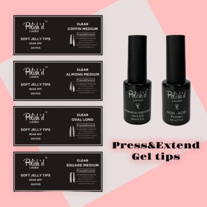 Polish'd London. Press&Extend Soft Gel tips. Nail extension system